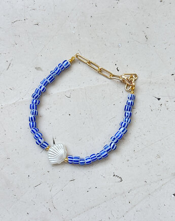Bransoletka niebieska z muszlą, Chmolowska Jewellery