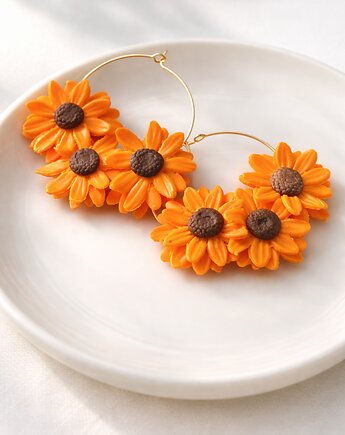 Kolczyki słoneczniki handmade Polska polimerowa glina, MariaPolymer