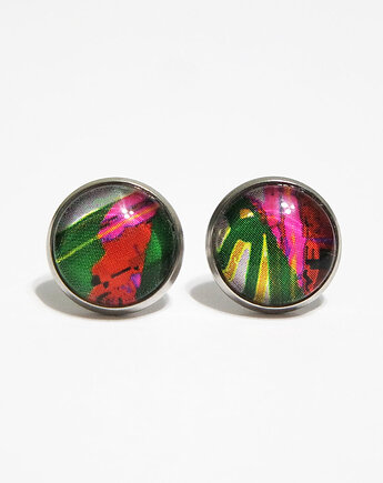 Kolczyki - Zielone, fuksja - stal, yenoo