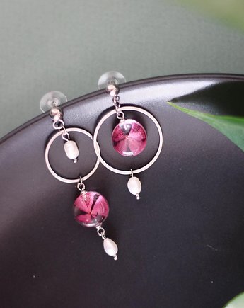 Kolczyki asymetryczne z  perłami, Bioevgenika Jewelry