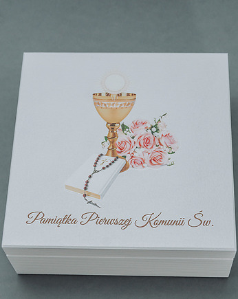 Eleganckie Pudełko na Różaniec z Twoją Dedykacją I Komunia Św., Yamira Art Studio