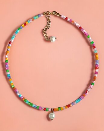 Choker : summer collection : muszla i perły, kaktusia