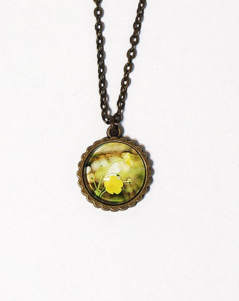 Medalion - Żółty kwiat - mały, brąz, yenoo