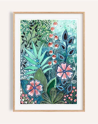 Oryginalna akwarela. Turkusowa łąka  A4, Malgorzata Domanska