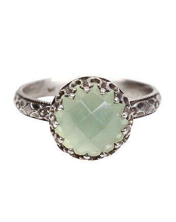 Srebrny oksydowany pierścionek Princess z kwarcem różowym w stylu Vintage, Blooming Stones