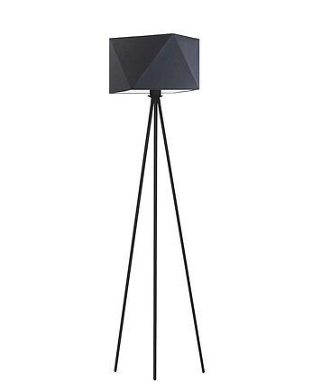 Czarna lampa podłogowa w stylu loft KANTON trójnóg metalowy z abażurem, LYSNE