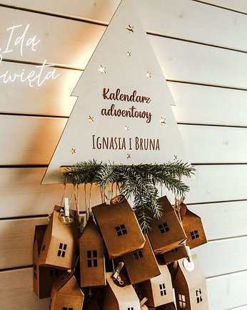 Kalendarz adwentowy z domkami i podświetleniem, Dżepetto