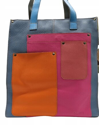 Torebka damska na ramię, shopper, duża, pojemna, mieści A4 skórzana OLIVKA, Olivka Warsaw