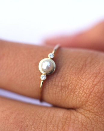 Pierścionek zaręczynowy- perła i diamenty, ARPELC