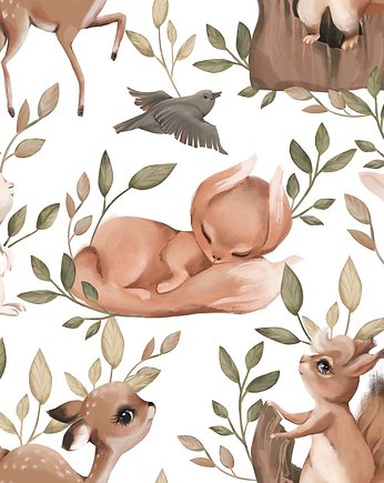 Tapeta Forest Story Pattern 2 na bieli 53cmx10m PZ, Bajkowe Wnetrza