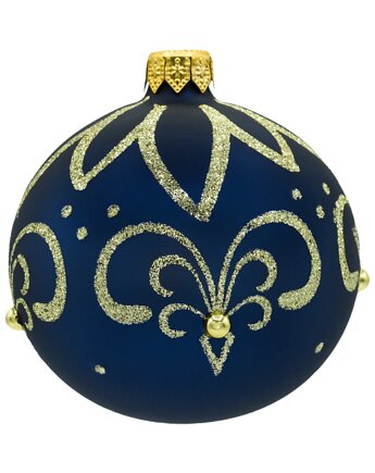Bombki okrągłe granatowe ze złotym ornamentem, Syn Bombkarza