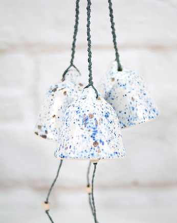 3 ceramiczne dzwonki wietrzne - śnieg, 10FingersArt