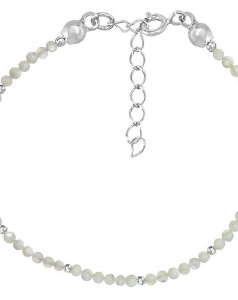 Bransoletka srebrna z kamieni naturalnych muszla biała 2 mm, Bring Biżuteria