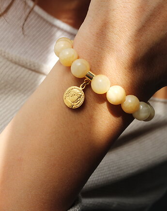 Bransoletka kalcyt moneta- srebro 925 pozłacane, Coccola JEWELLERY