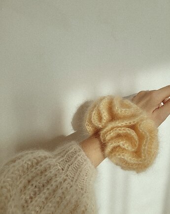 Scrunchie moherowe handmade Masełko, Bukla handmade