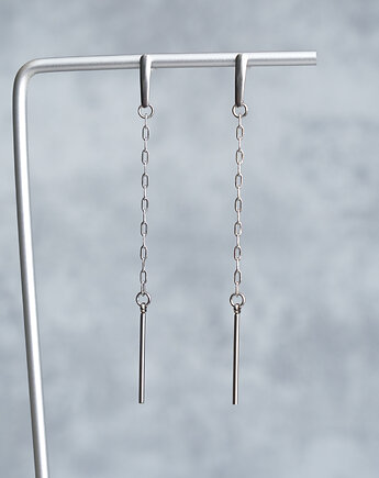 Minimalistyczne długie stalowe kolczyki z łańcuszkami, AT NOON
