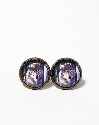 Kolczyki - Szary wilk - sztyfty, małe, yenoo