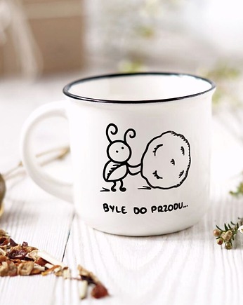 Kubek z żuczkiem, byle do przodu, kubek do pracy, motywacja, Pracownia Faramuszka