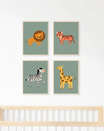Plakaty do pokoju dziecka ze zwierzakami, black dot studio