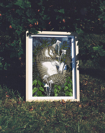 Kot w Pokrzywach print A5/A4, zazula