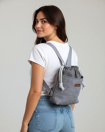 Szary mini workoplecak, raspberi