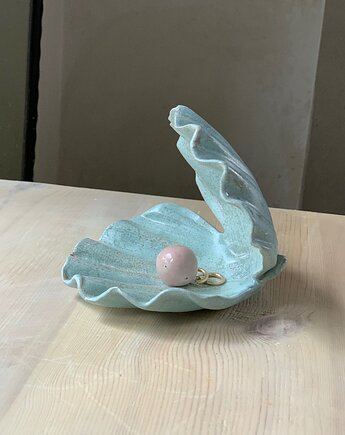 Ceramiczna Muszla Muszelka Skarbiec z Perłą na Biżuterię Wróżka, Maison Fragile