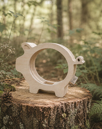 Drewniana skarbonka PROSIAK Piggy Bank prezent urodziny Montessori, Moss&Moon
