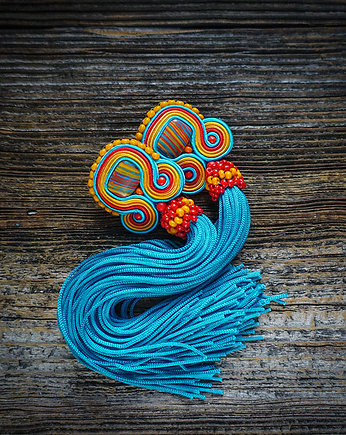 Kolorowe kolczyki sutasz z chwostami, Mró Soutache