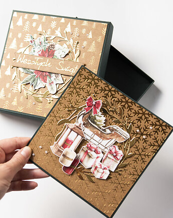 Kartka świąteczna w pudełku na pieniądze kartę prezentową, Papiernik