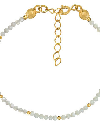 Bransoletka srebrna pozłacana z kamieni naturalnych muszla biała, Bring Biżuteria