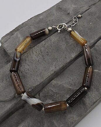 Agat brązowy - bransoletka, RayOfArt