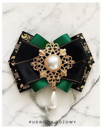 Brosza z ażurową ozdobą z perłą NEW, Pudrowy Różowy