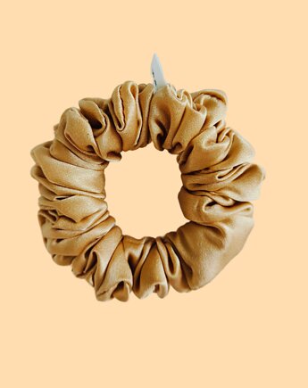 Gumka jedwabna, scrunchie, frotka złota szampański MIDI, Capillum