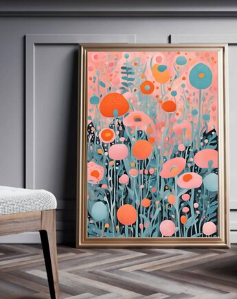 PLAKAT dekoracyjny , kwiaty Yayoi Kusama, abstrakcja kolorowa, black dot studio