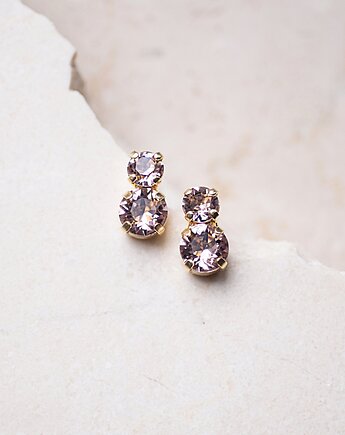 Minimalistyczne kolczyki Swarovski Dublety ze Złoconego Mosiądzu PRETTY, White Jasmine