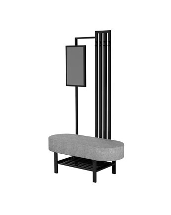 Ławka Z Wieszakiem I Lustrem Metalowa Siedzisko Tapicerowane Stal LMW-11, EMRA WOOD DESIGN
