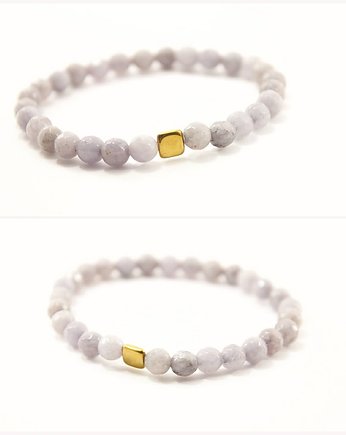 Bransoletka szary jadeit - złotka kostka hematytu, NK PRODUCTS