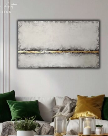 LANDSCAPE  Abstrakcyjny obraz ze złotem, ręcznie malowany, 120x70 cm, Anna Jatczak Art