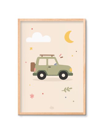 Auto terenowe plakat Montessori, Lisia Rodzinka
