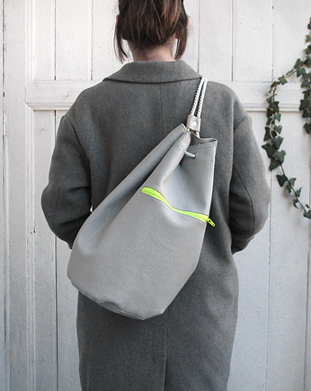 worek plecak pik - grey&fluo green-, elfagado