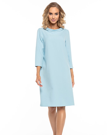 Elegancka sukienka z tkaniny, T245, jasnoniebieska, TESSITA