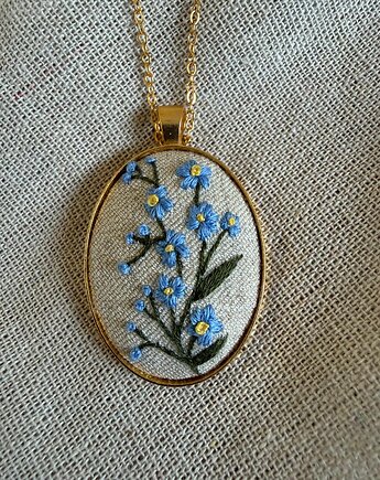 Ręcznie wyszywany naszyjnik "Niezapominajki", ReinerArt