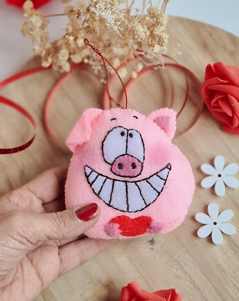 Walentynkowa świnka, zawieszka, breloczek, uroczy prezent na Walentynki
