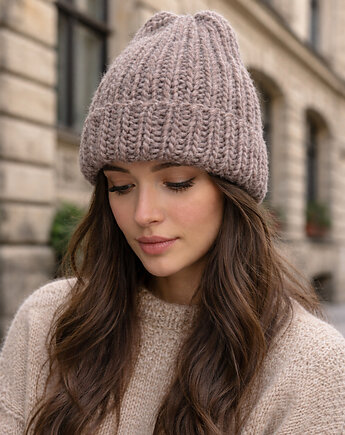 Bestseller wełniana czapka Lily 100% wełna handmade ręcznie robiona, GANGSTA KNIT