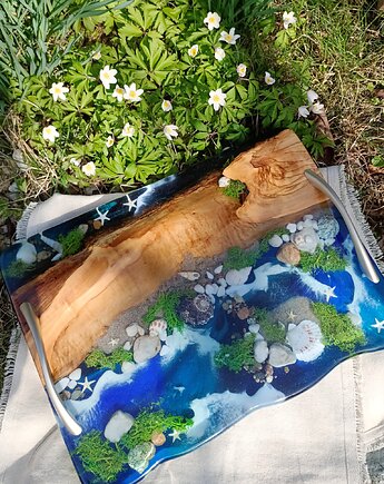 Deska do serwowania morska fala , Majuto Resin Art