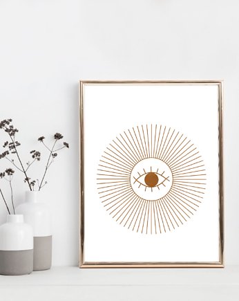 PLAKAT abstrakcyjny mid century boho oko, black dot studio