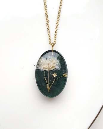 Naszyjnik z gipsówką, Jaskółcze ziele handmade 