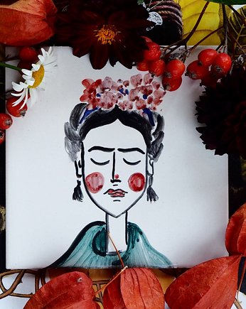 Kafelek ręcznie malowany z Fridą Kahlo, AZUL kafelki
