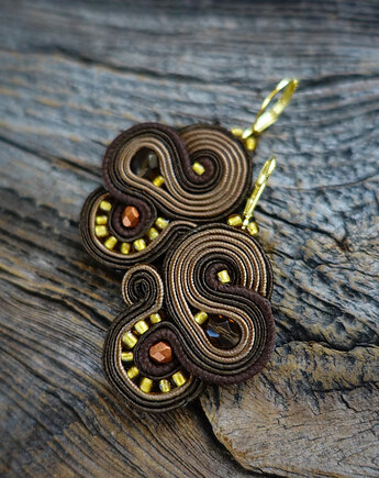 Brązowe kolczyki soutache, Mró Soutache