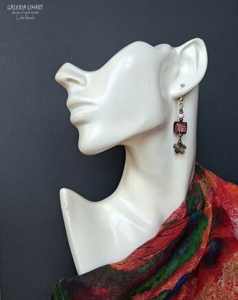 Czeskie szkło urocze długie modne kolczyki w stylu boho handmade, Galeria Limart